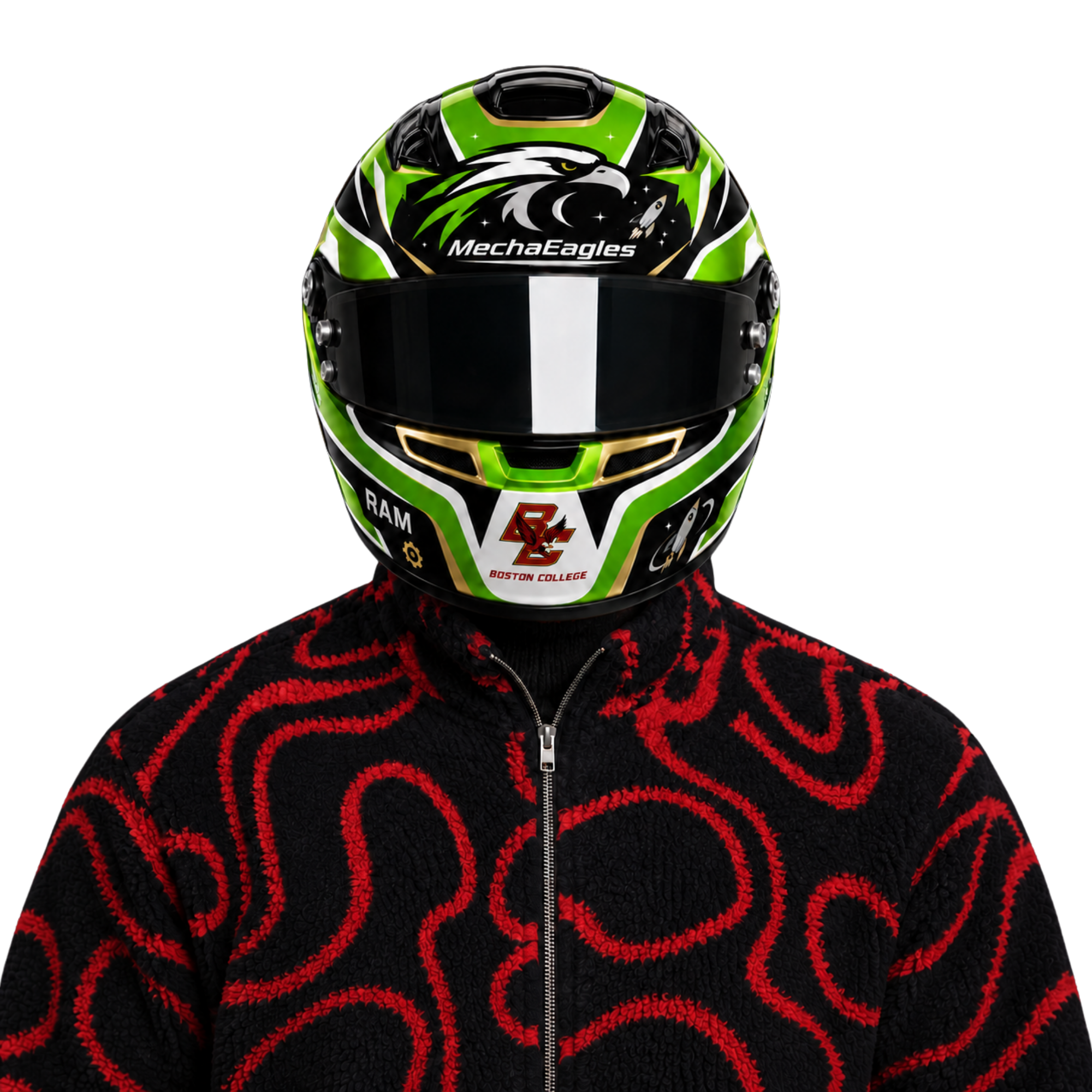 Vedarsh wearing a MechaEagles helmet