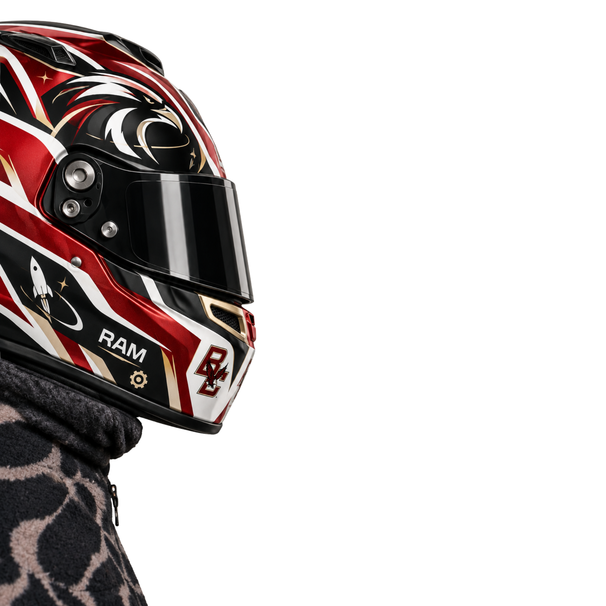 Vedarsh wearing the MechaEagles helmet